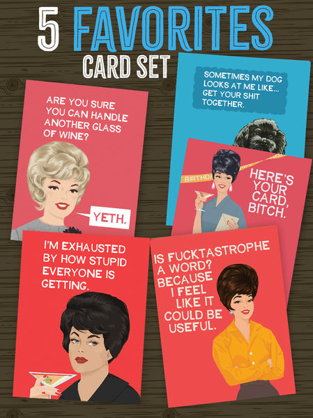 SET of FIVE favorite Cards - One B-Day, FOUR Everyday