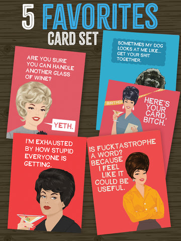 SET of FIVE favorite Cards - One B-Day, four Everyday