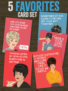 SET of FIVE favorite Cards - One B-Day, four Everyday