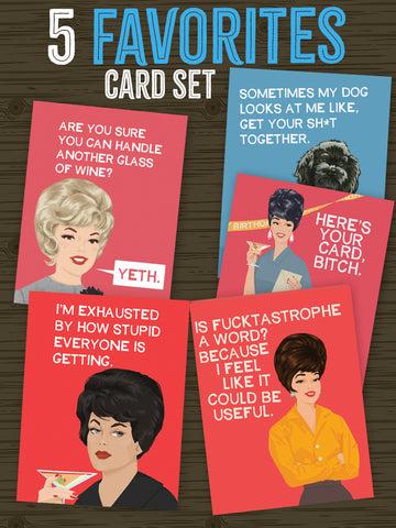 SET of FIVE favorite Cards - One B-Day, four Everyday