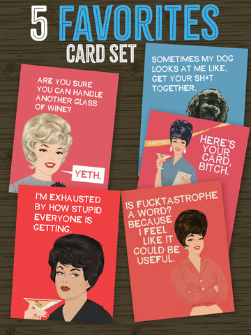 SET of FIVE favorite Cards - One B-Day, Four Everyday