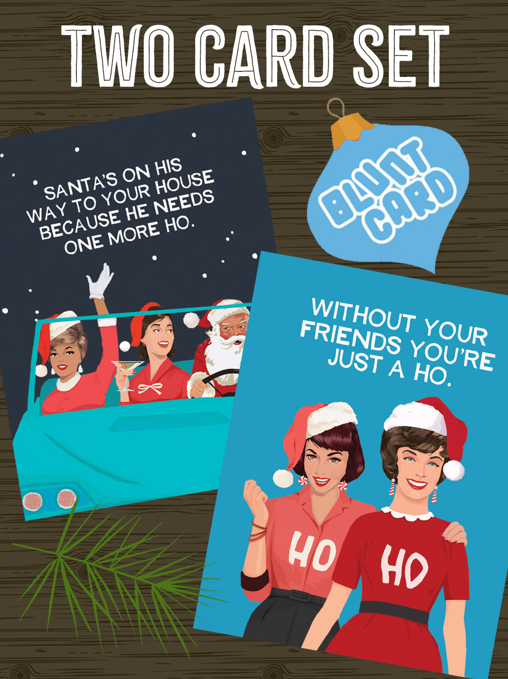 Christmas Hos Card Set - Funny Friendship Christmas Cards