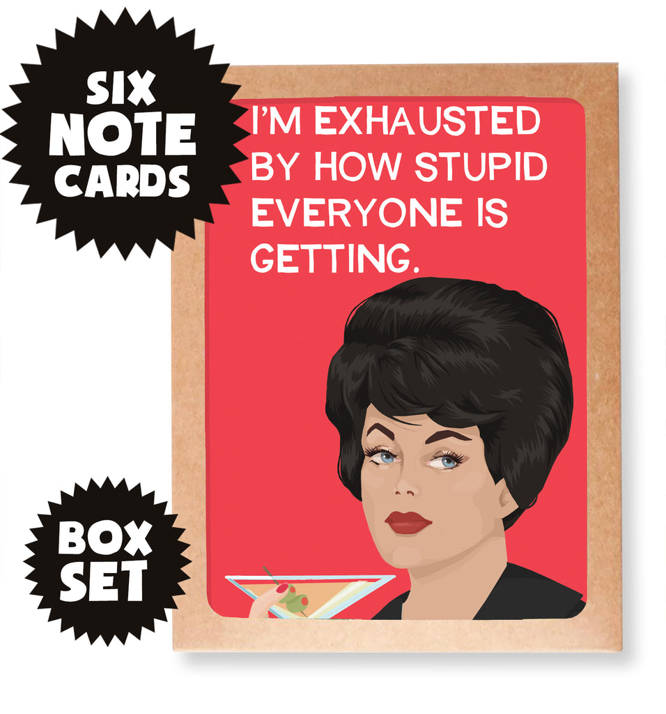 Six Exhausted Note cards Boxed set Bluntcard