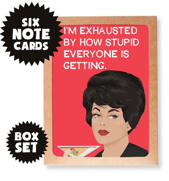 Six Exhausted Note cards - Boxed set