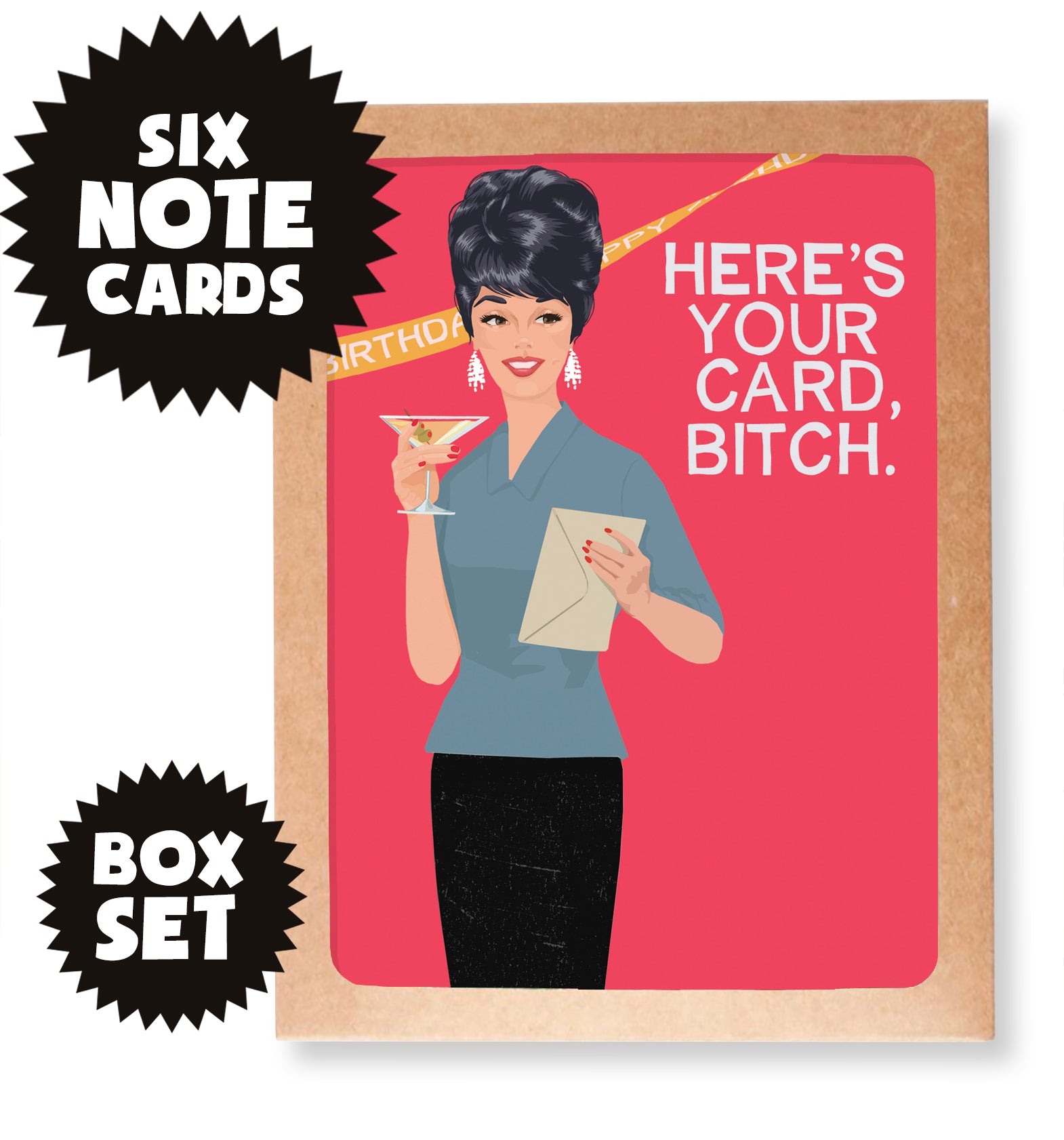 Six Card Bitch Note cards - Boxed set
